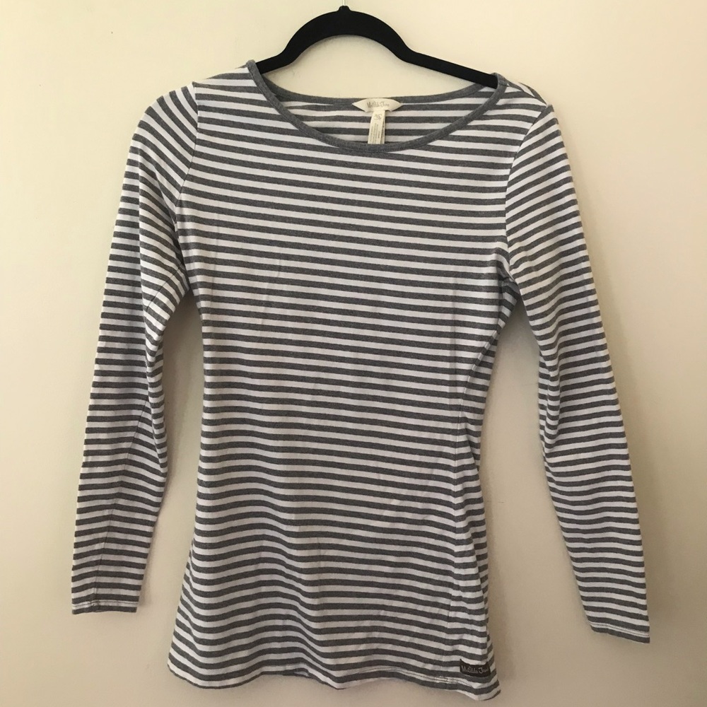 Matilda Jane long sleeve grey and white striped t-shirt, women’s extra small